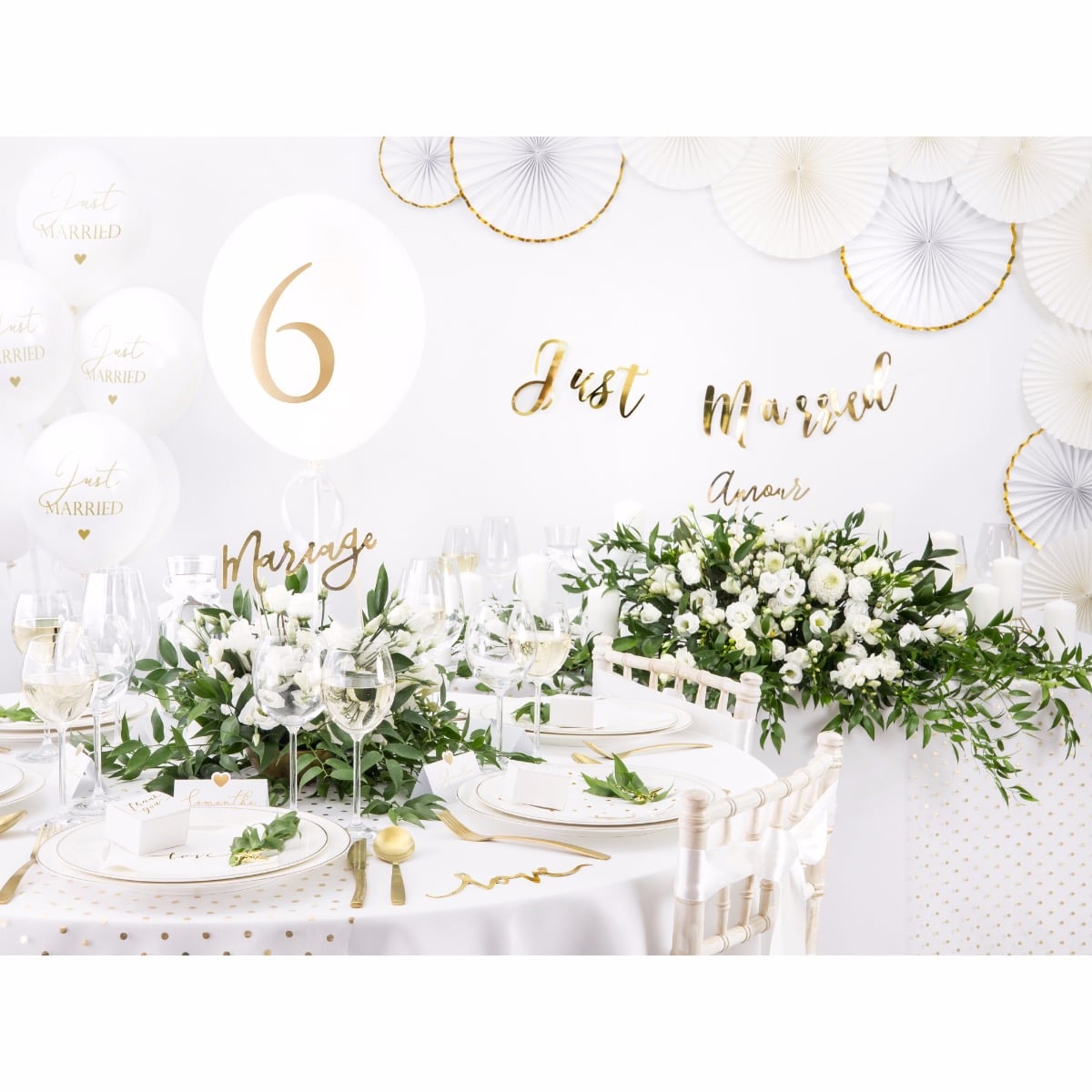 Serviettes blanches à coeurs Or (20pcs)