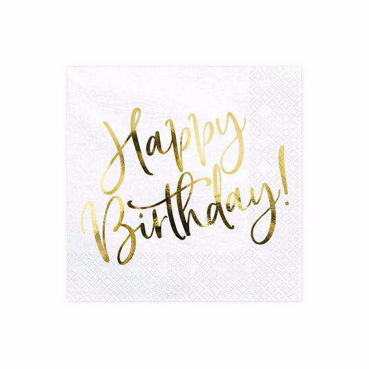 Serviettes Happy Birthday (20pcs) - Or