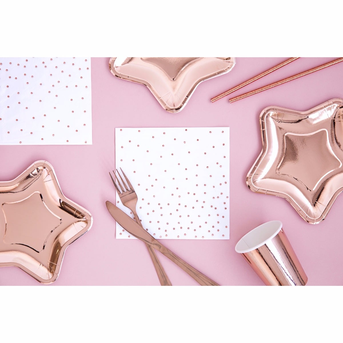 Serviettes blanches à pois Rosegold (20pcs)