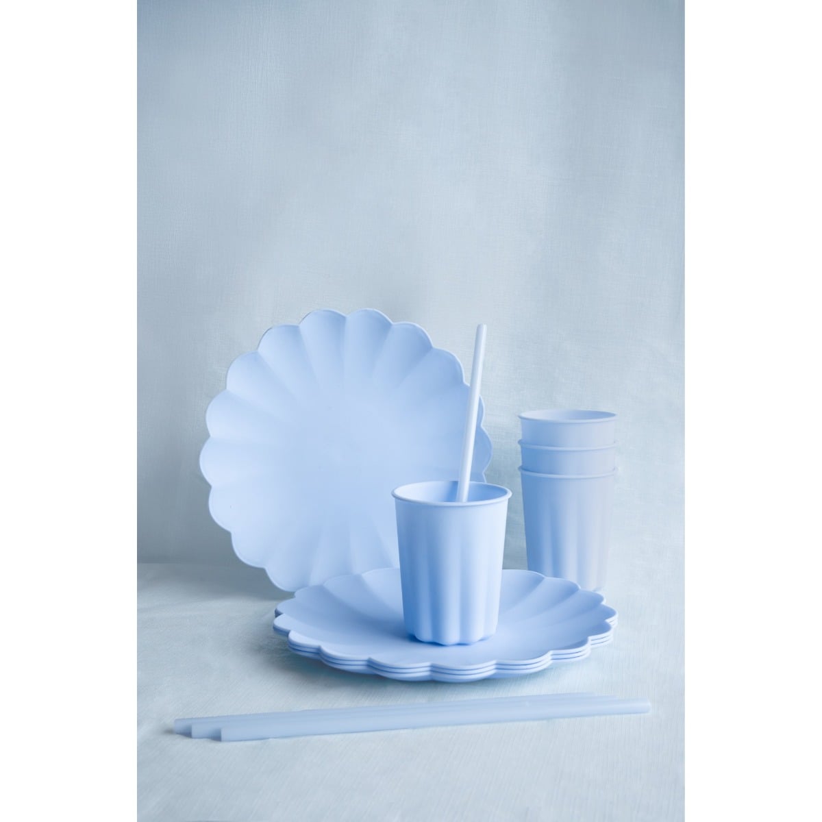 Pailles en plastique - Bleu clair