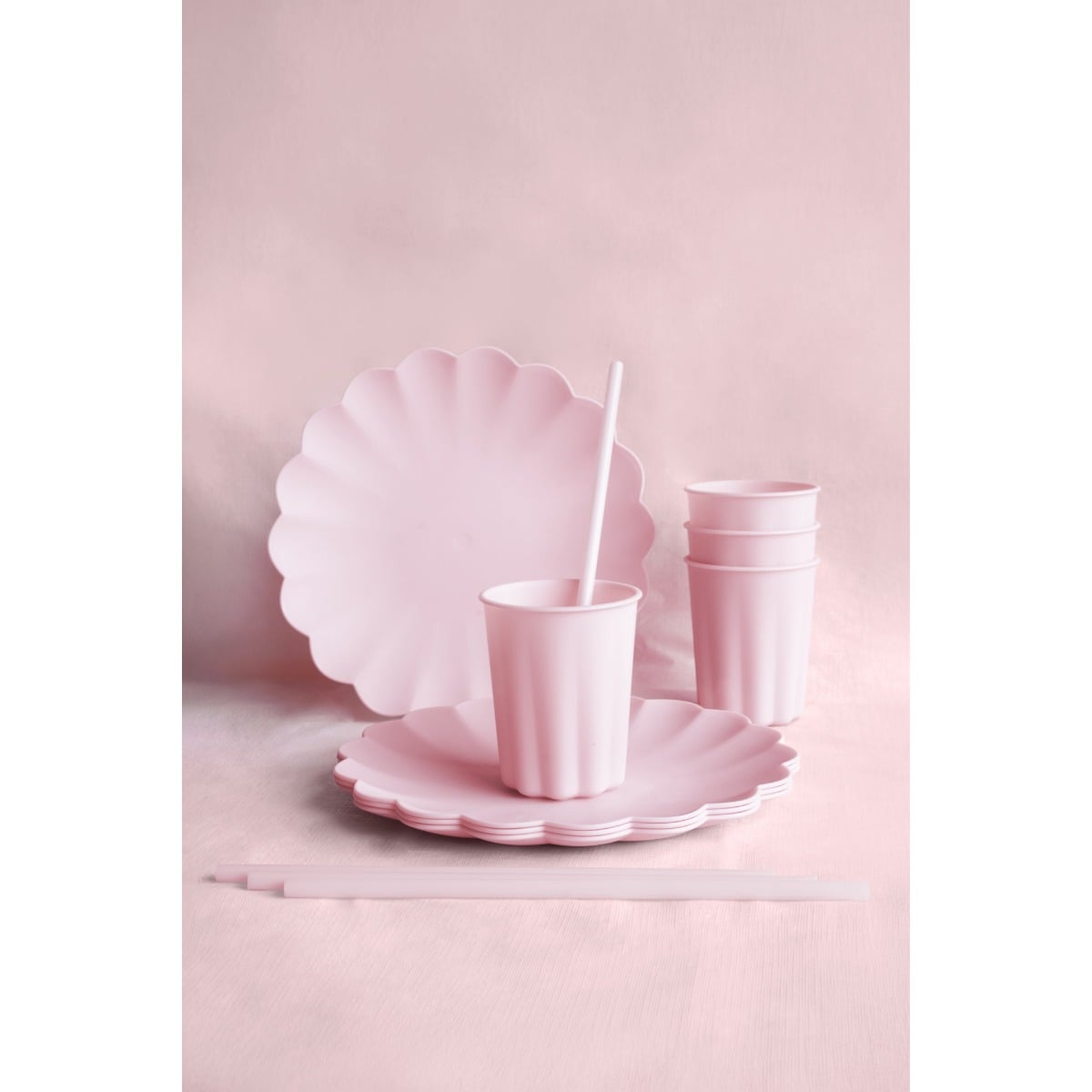 Pailles en plastique - Rose