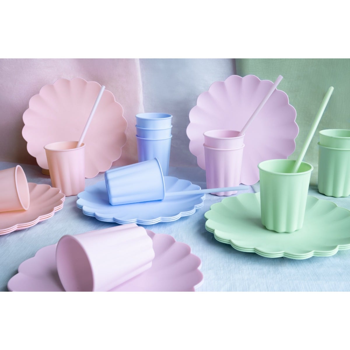 Pailles en plastique - Rose