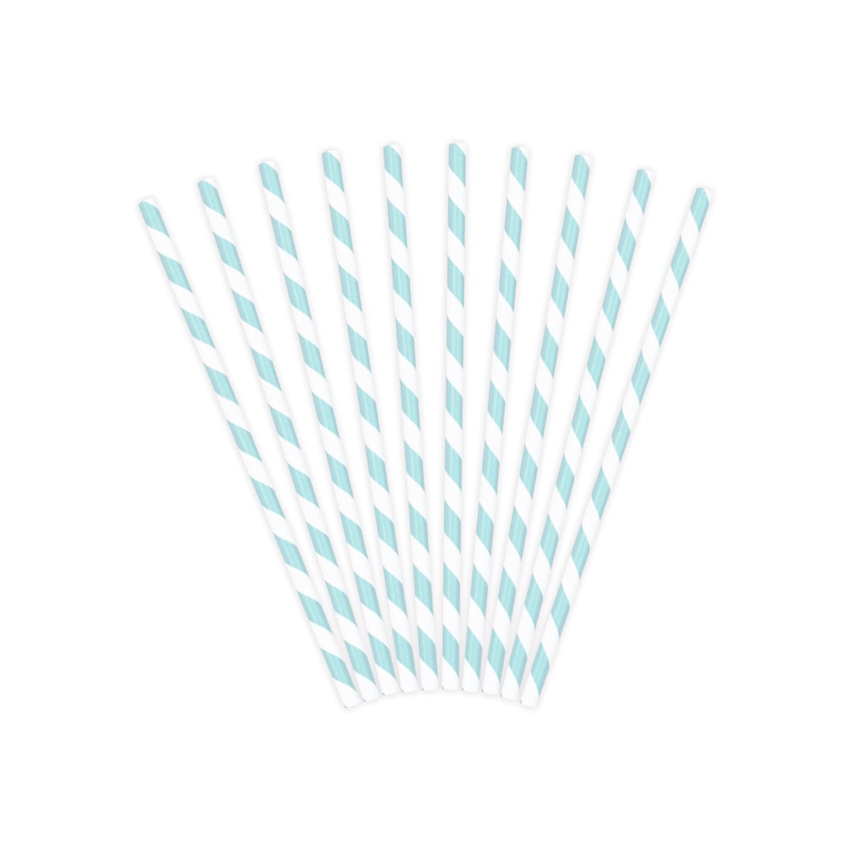 Pailles en papier à rayures bleu (10pcs)
