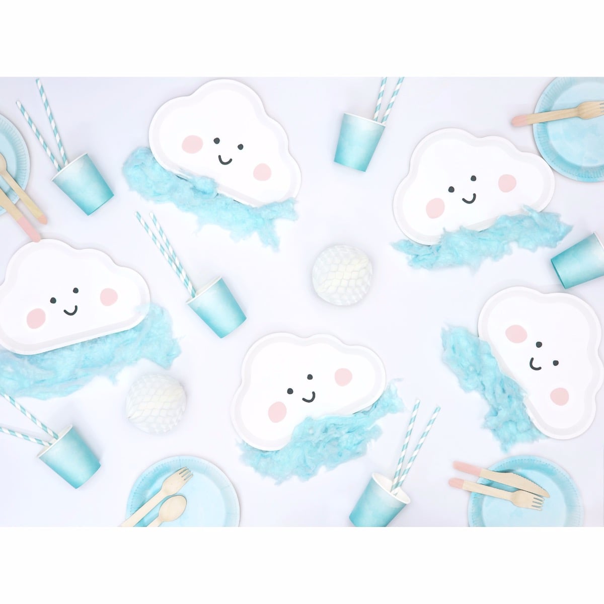 Pailles en papier à rayures bleu (10pcs)