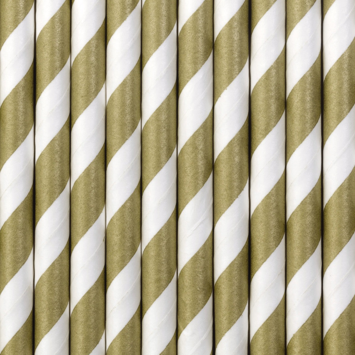 Pailles en papier à rayures Or mat (10pcs)