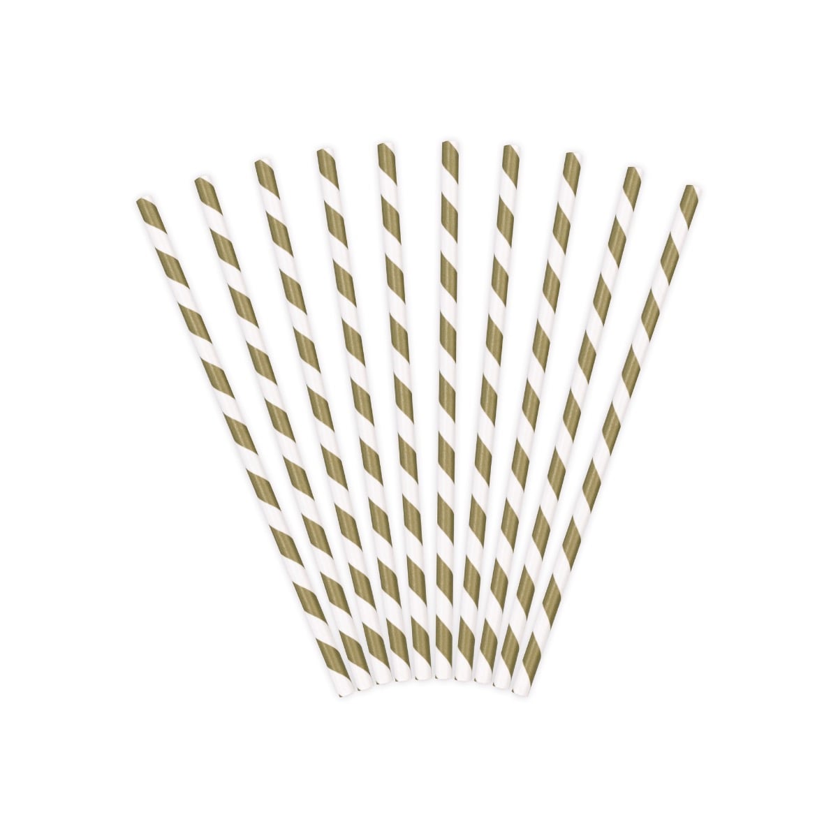 Pailles en papier à rayures Or mat (10pcs)