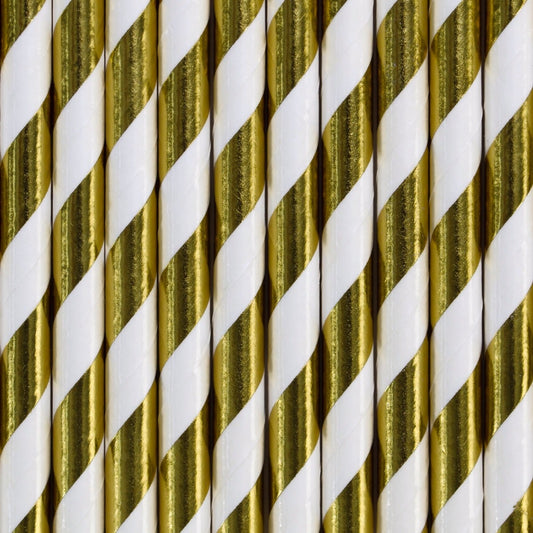 Pailles en papier à rayures Rose gold (10pcs)