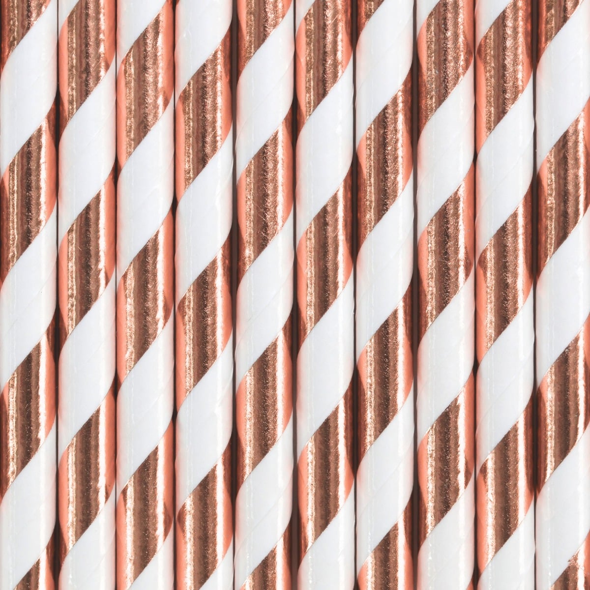 Pailles en papier à rayures Rose gold (10pcs)