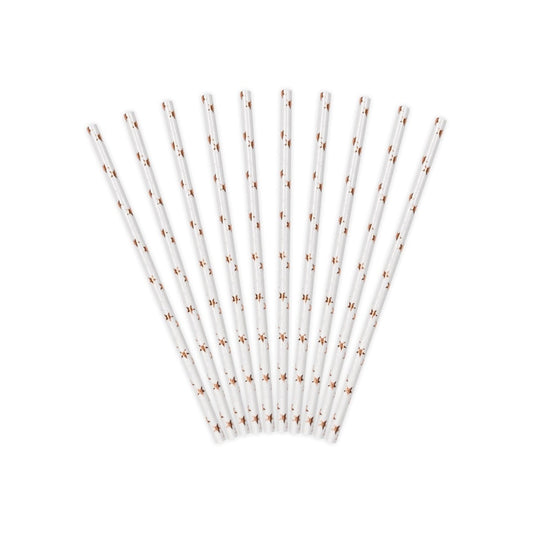 Pailles en papier Etoiles Rose gold (10pcs)