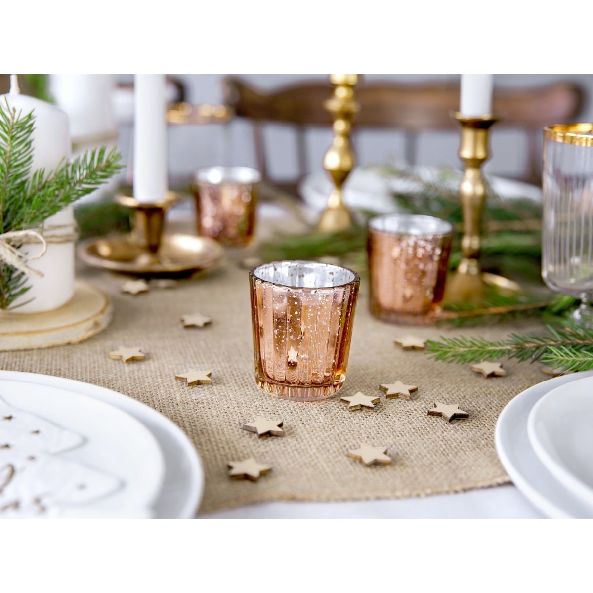 Photophore en verre 6cm - Rose gold (4pcs)