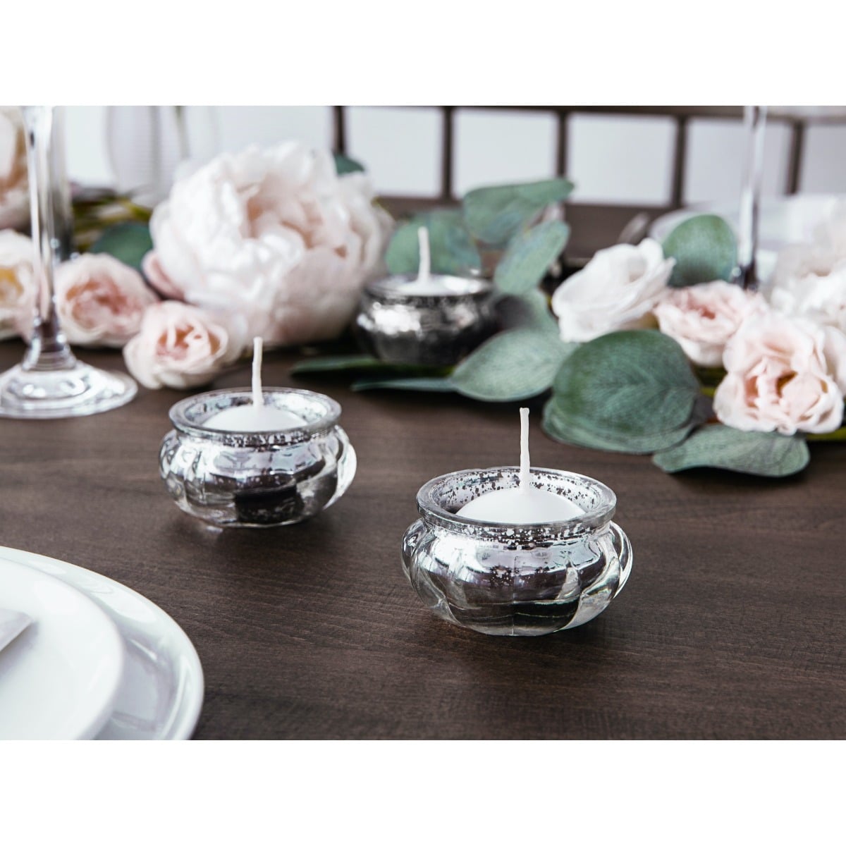 Photophore en verre 3cm - Argent (4pcs)