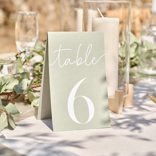 Marque-table Sauge 1 à 12 (12pcs)