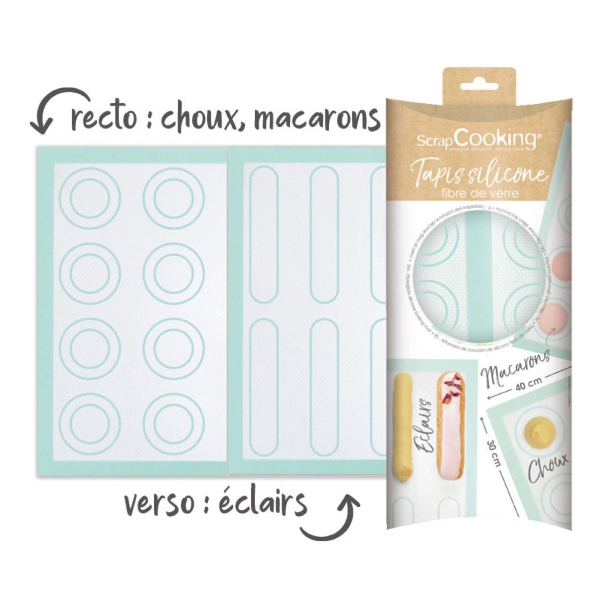 Tapis silicone 30x40cm - Macaron et Eclair