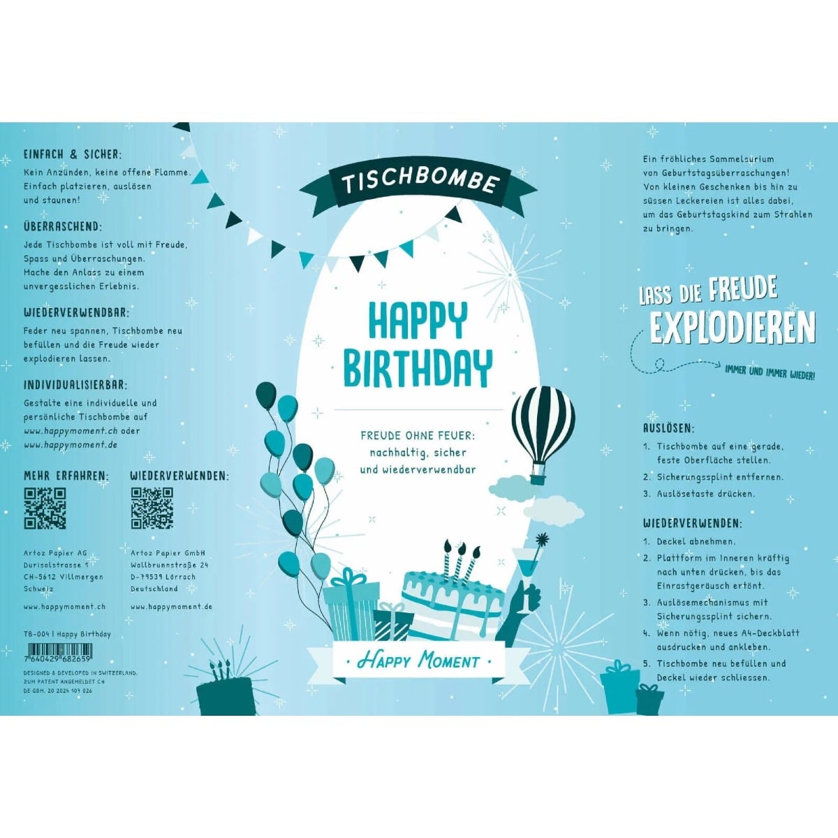 Bombe de table réutilisable - Happy Birthday (DE)