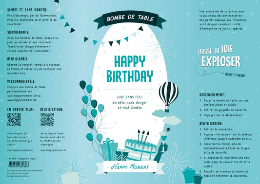 Bombe de table réutilisable - Happy Birthday (FR)