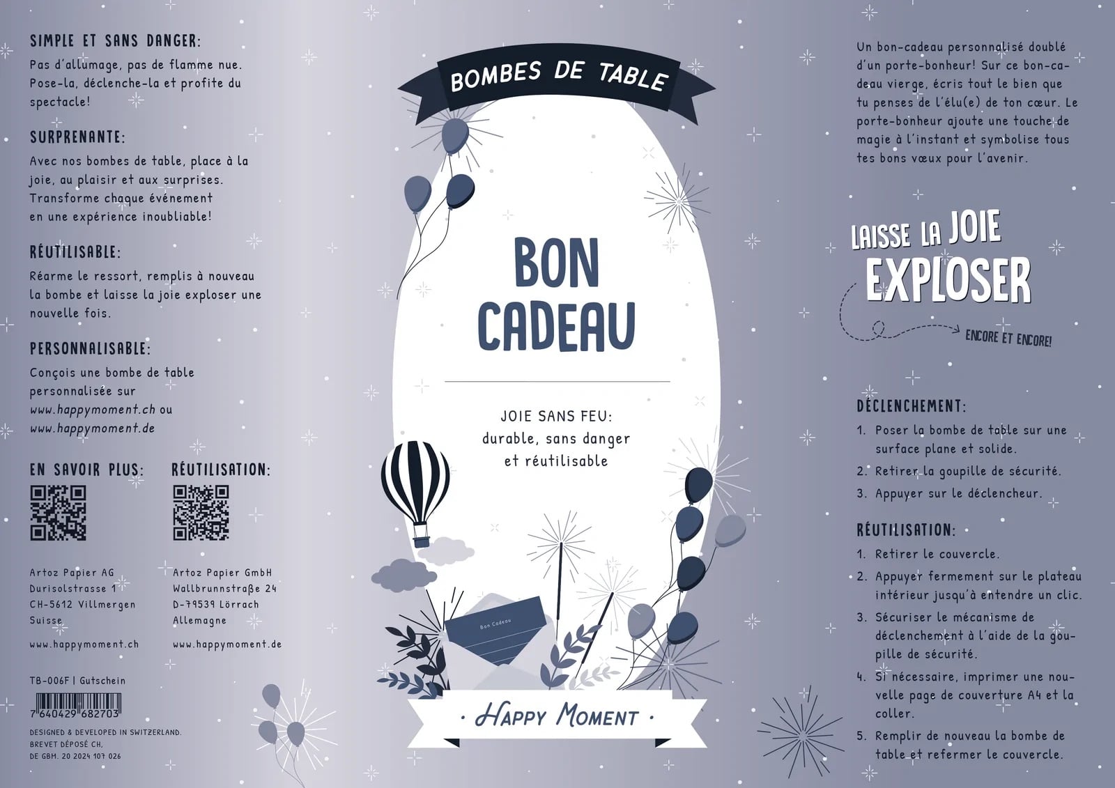 Bombe de table réutilisable - Bon Cadeau (FR)