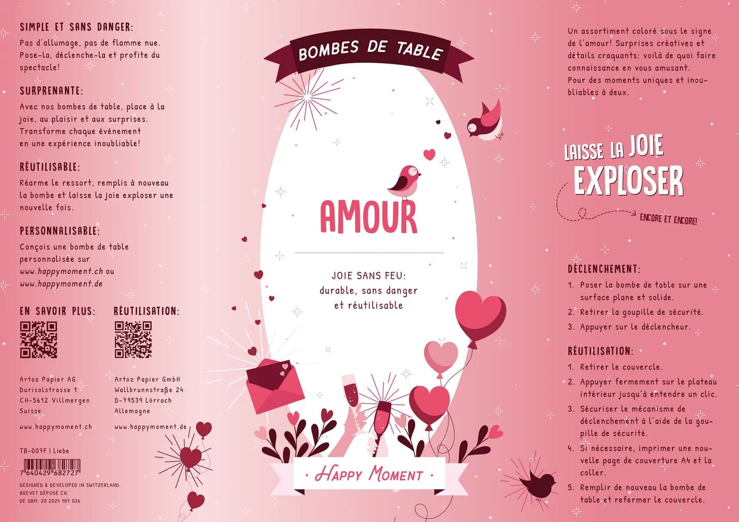 Bombe de table réutilisable - Amour (FR)