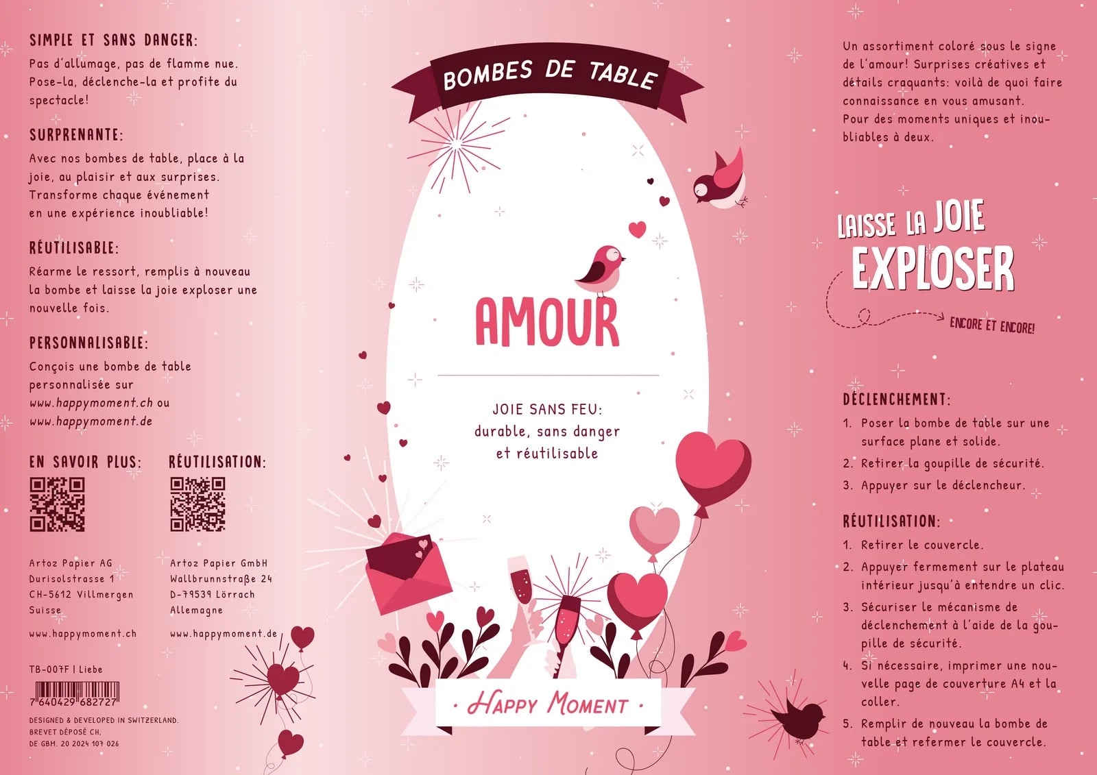 Bombe de table réutilisable - Amour (FR)