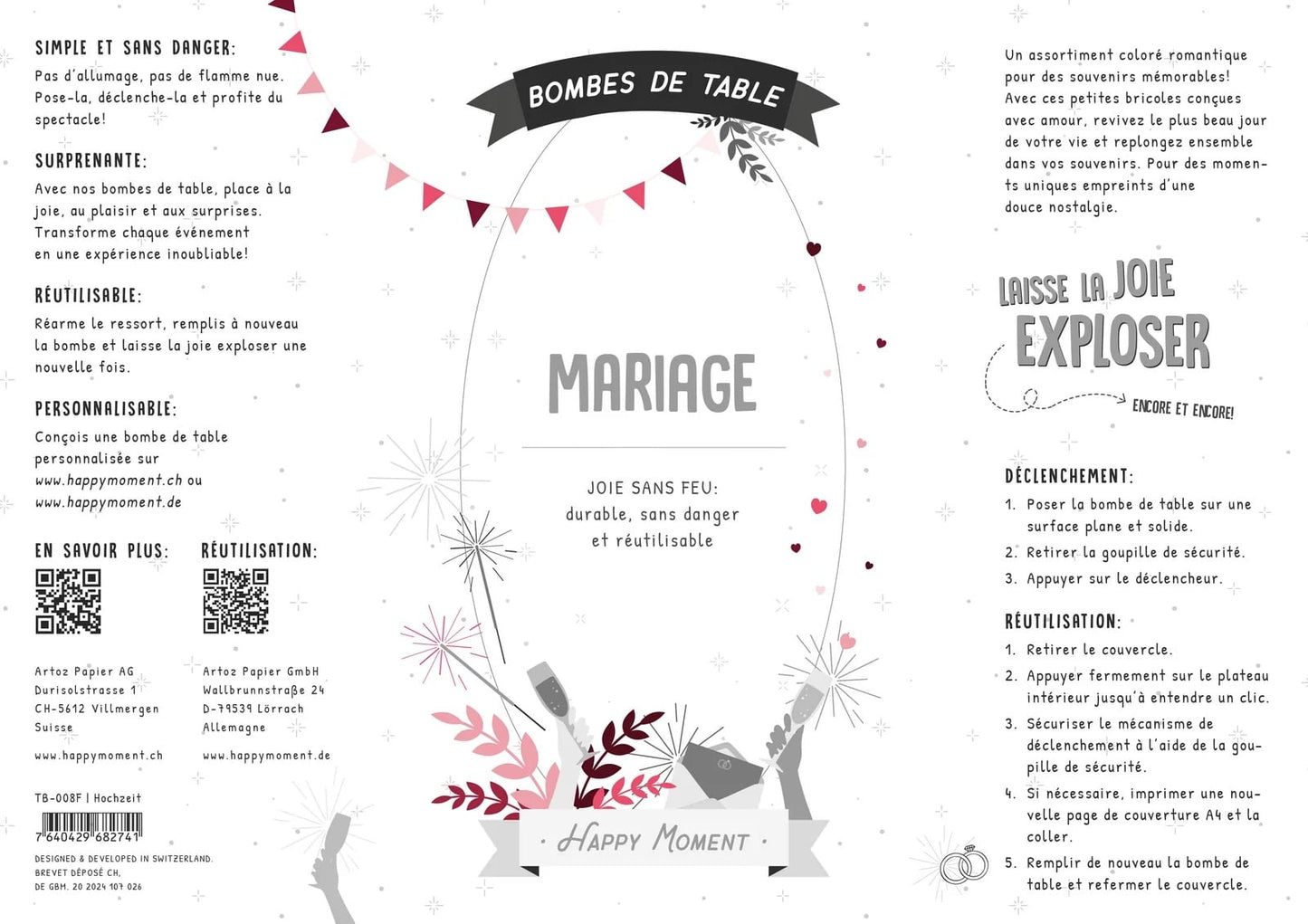 Bombe de table réutilisable - Mariage (FR)