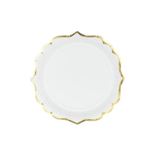 Assiettes Blanches à dorure 18cm (6pcs)