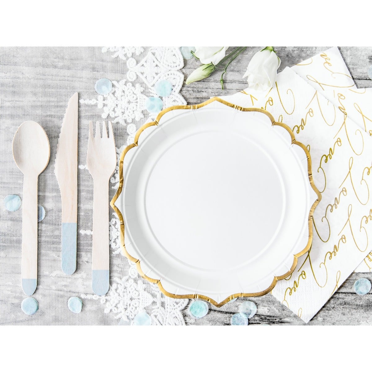 Assiettes Blanches à dorure 18cm (6pcs)