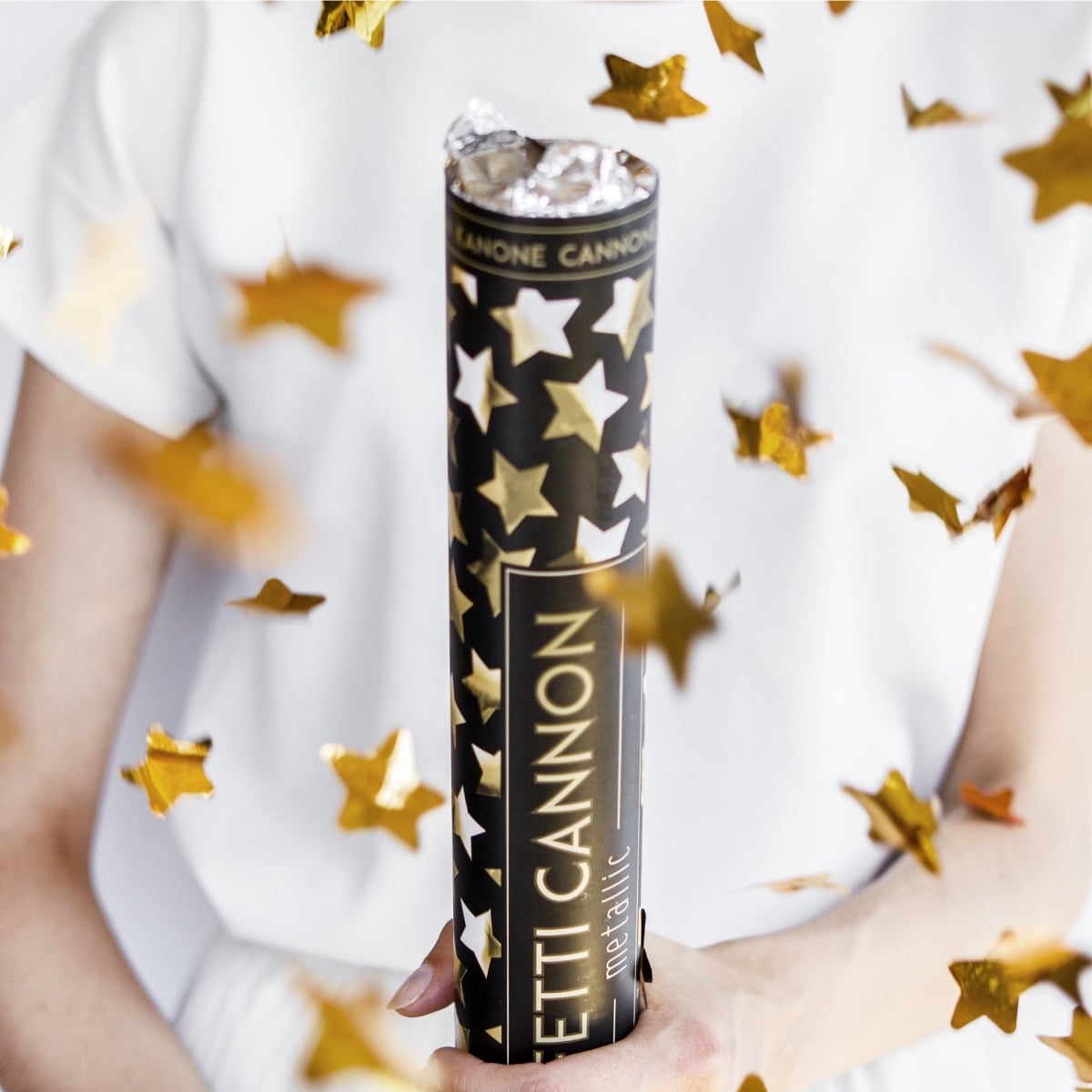 Canon à Confettis - Etoiles dorées 40cm