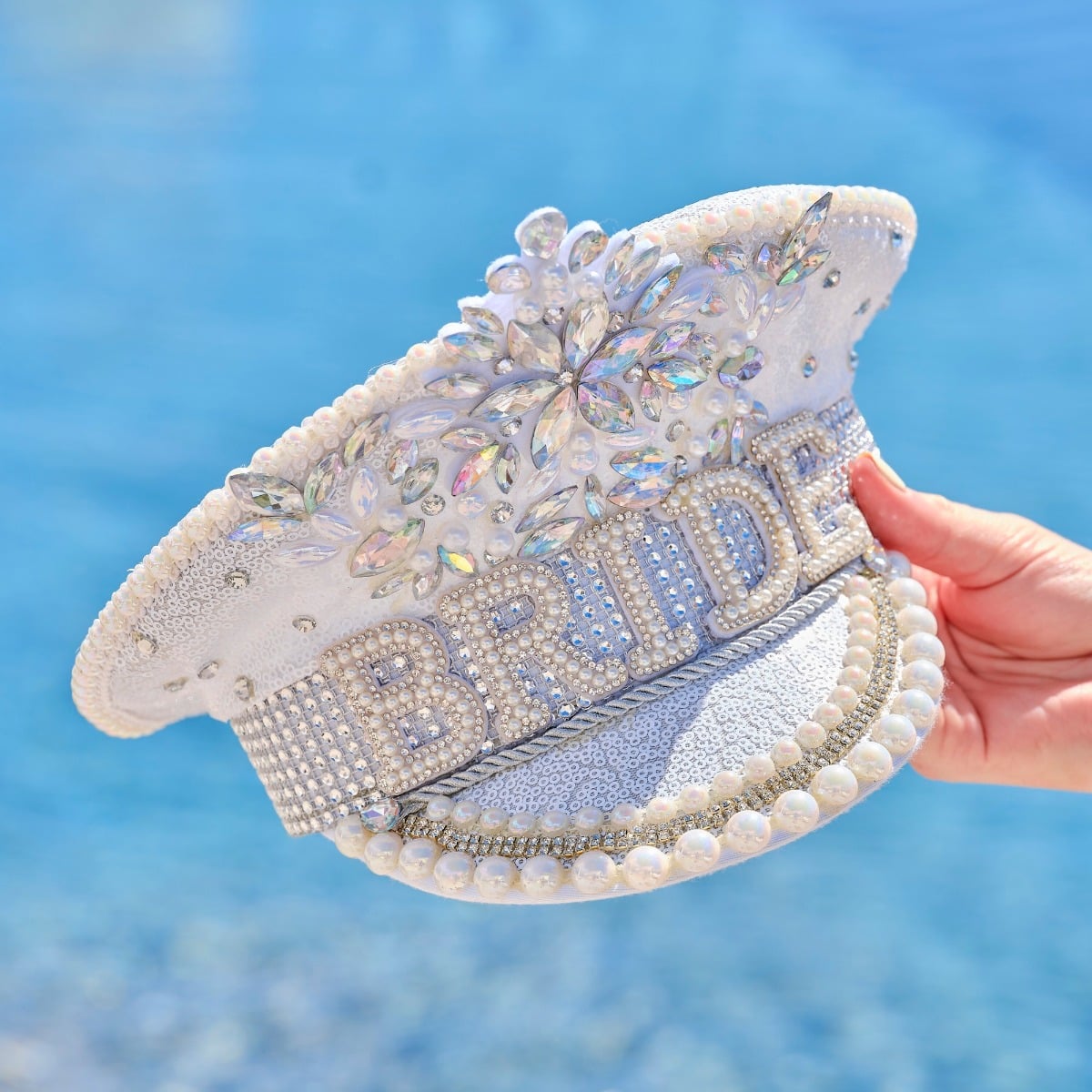 Chapeau Bride blanc perlé
