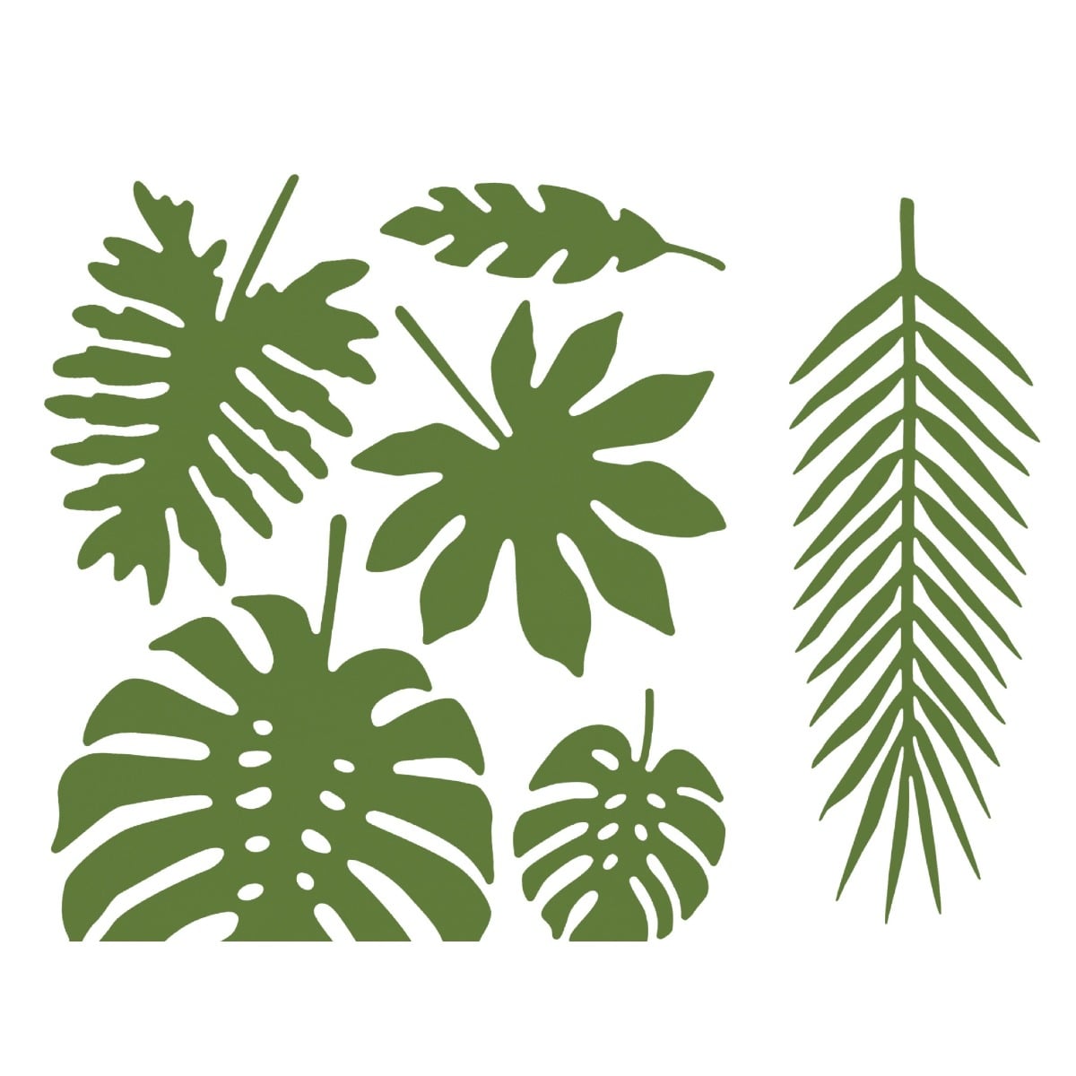 Feuilles tropicales en papier Vert (21pcs)
