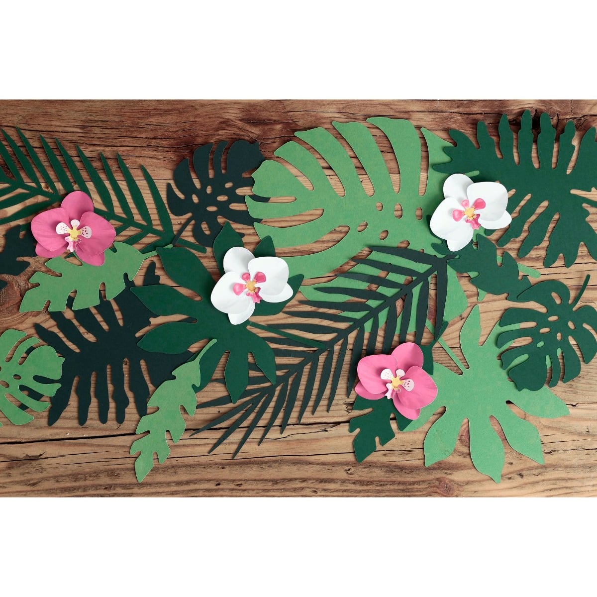 Feuilles tropicales en papier Vert (21pcs)