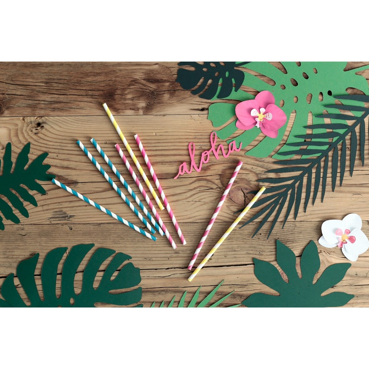 Feuilles tropicales en papier Vert (21pcs)