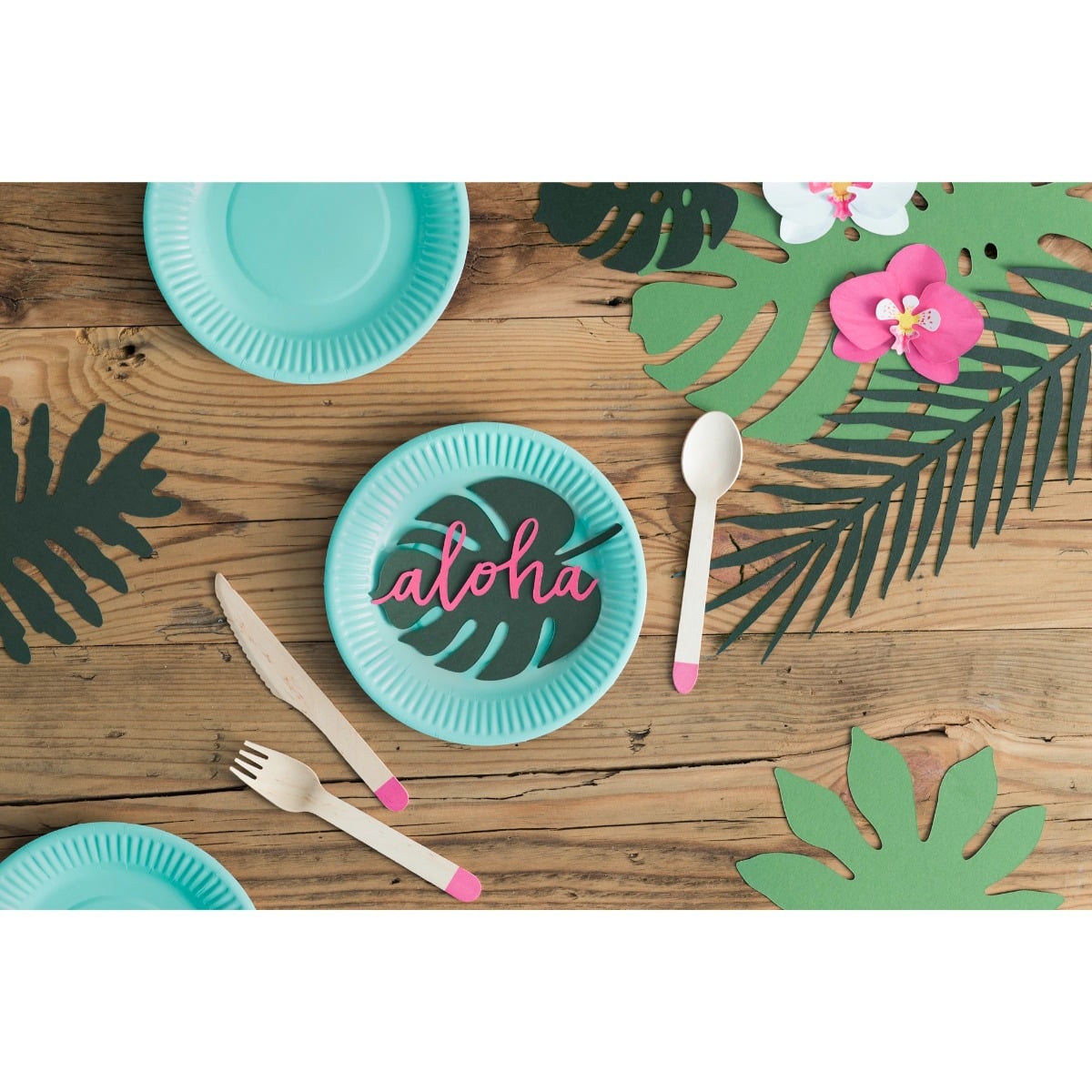 Feuilles tropicales en papier Vert (21pcs)