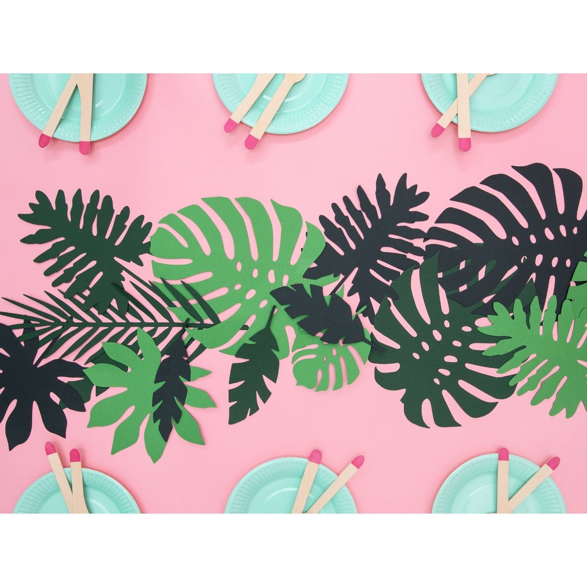 Feuilles tropicales en papier Vert (21pcs)